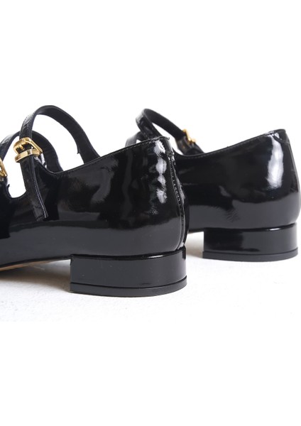 Mubiano Hakiki Deri Collection Kadın Düz Rugan Babet Siyah - MCSR1008 - S fırsatları