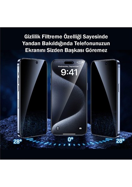 iPhone 16 Pro Uyumlu Hizalama Aparatlı Kolay Kurulum Hayalet Ekran Koruyucu modelleri