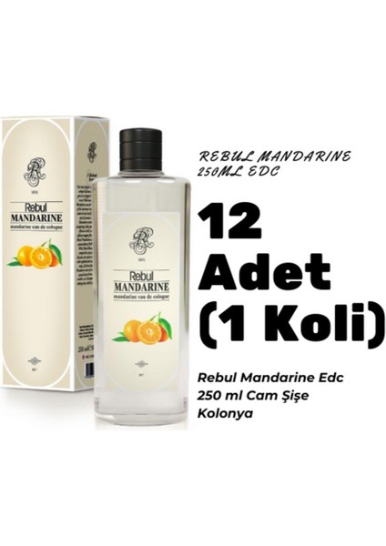 Mandarıne Edc 250ML Cam Şişeli Mandalina Kokulu Kolonya 12 Adet (1 Koli)