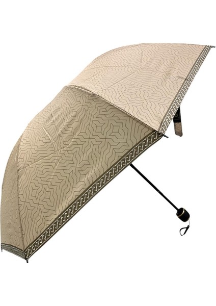 Krem Çizgi Desenli Yarasa Model Manuel Şemsiye 709822