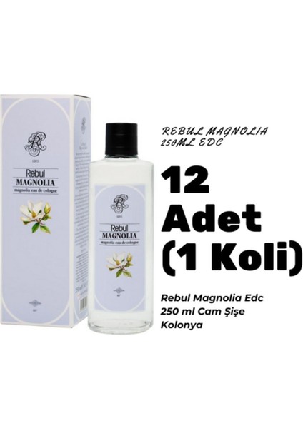 Magnolia Edc 250ML Cam Şişeli Manolya Kokolu Kolonya 12 Adet (1 Koli)