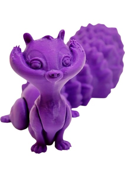 3D Hareketli Sevimli Sincap (Uzun Kuyruk) Oyuncak - Mor