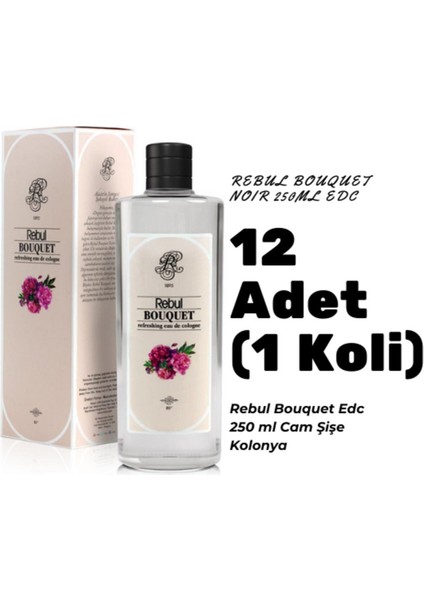 Bouquet Edc 250ML Cam Şişeli Buket Çiçeği Kokulu Kolonya 12 Adet (1 Koli)
