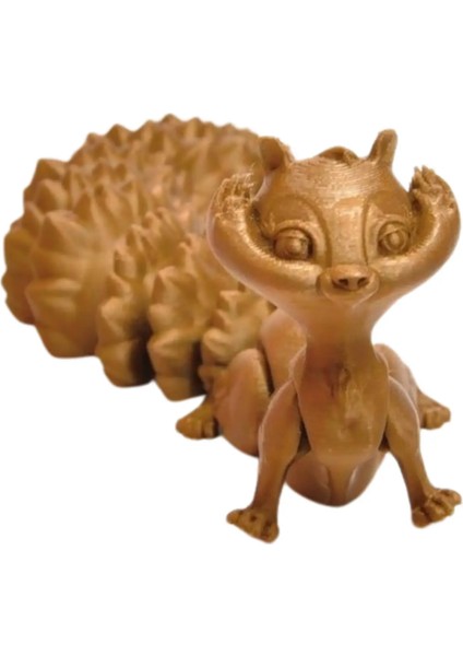 3D Hareketli Sevimli Sincap (Uzun Kuyruk) Oyuncak - Altın Kahve