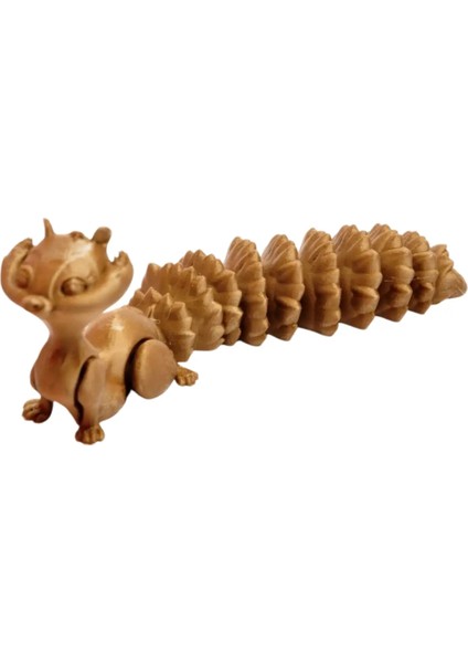 3D Hareketli Sevimli Sincap (Uzun Kuyruk) Oyuncak - Altın Kahve