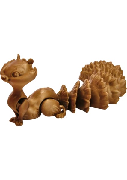 3D Hareketli Sevimli Sincap (Uzun Kuyruk) Oyuncak - Altın Kahve