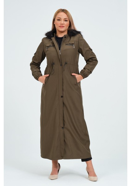 Asuman Kadın Tam Boy Büyük Beden Bonded Mont