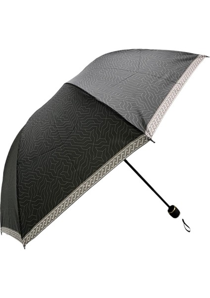 Siyah Çizgi Desenli Yarasa Model Manuel Şemsiye 709823