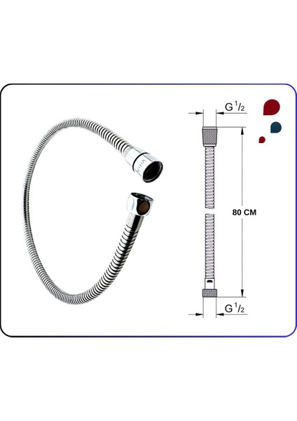 A3246201YP Gr. Spiral R1/2 L=80 cm Kolon Duş Için
