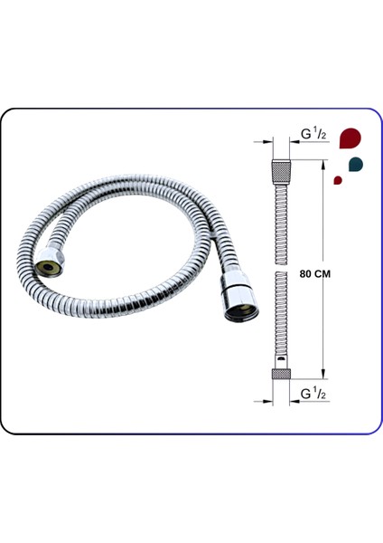 A3246201YP Gr. Spiral R1/2 L=80 cm Kolon Duş Için