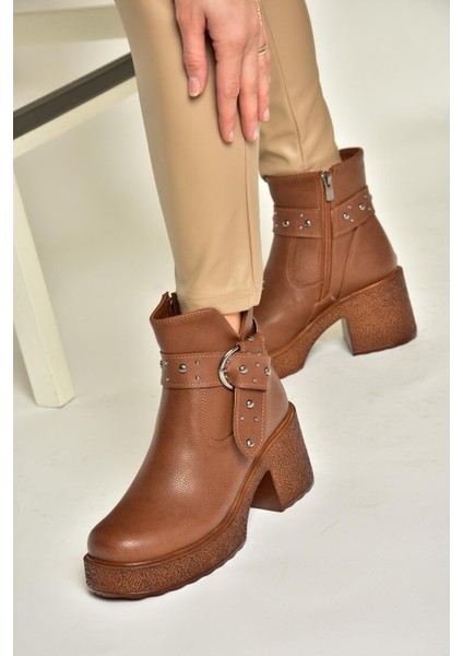 T996227809 Taba Kalın Topuklu Kadın Ayakkabı modelleri