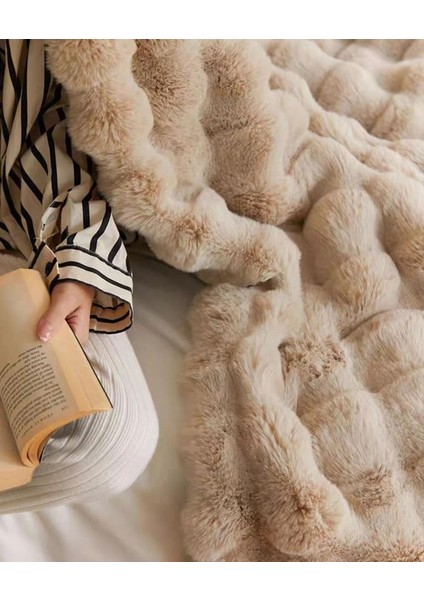Peluş Koltuk Şalı Pofuduk Koltuk Örtüsü Bubble Koltuk Örtüsü 200 x 150 cm Pelus Koltuk Ortusu