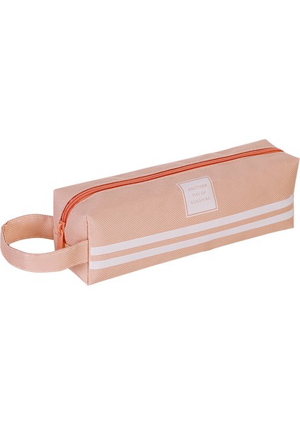 Yaratıcı ve Basit Küçük Taze Karikatür Büyük Kapasiteli Saklama Çantası Unisex Öğrenci Uzun Oxford Fermuarlı Kalem Çantası (Yurt Dışından)