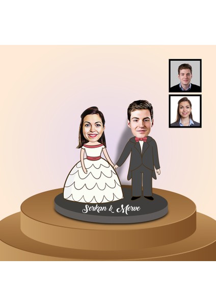 Kişiye Özel Karikatür Gelin ve Damat Biblo 91310