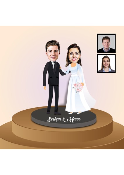 Kişiye Özel Karikatür Gelin ve Damat Biblo 91312