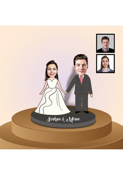 Kişiye Özel Karikatür Gelin ve Damat Biblo 91309