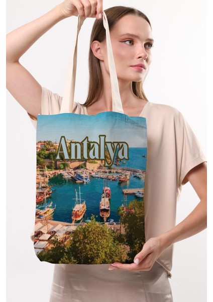 Kanvas Antalya Baskılı Bez Çanta