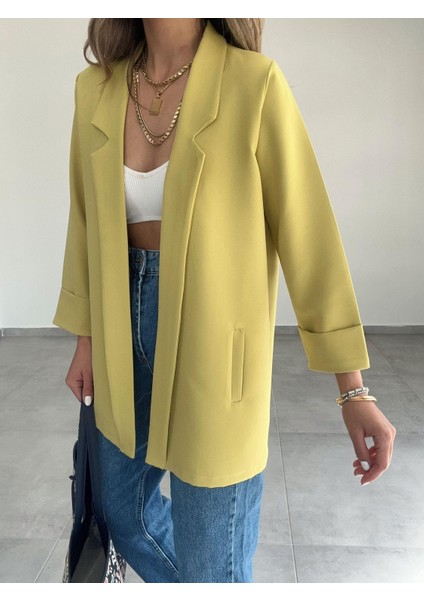 Astarsız Blazer Ceket, Oversize Kadın Blazer Ceket Premium, Atlas Kumaş