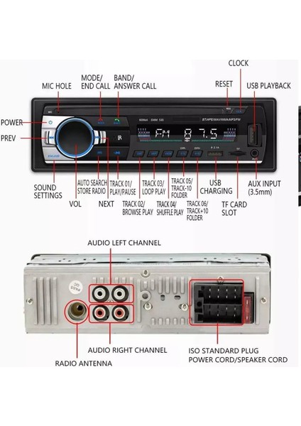 M520 Oto Teyp 4X60W Bluetooth 2xusb Sd Aux Kumanda