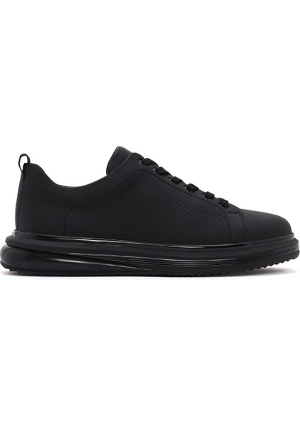 Erkek Siyah Bağcıklı Delikli Deri Sneaker 24WFD6425DI