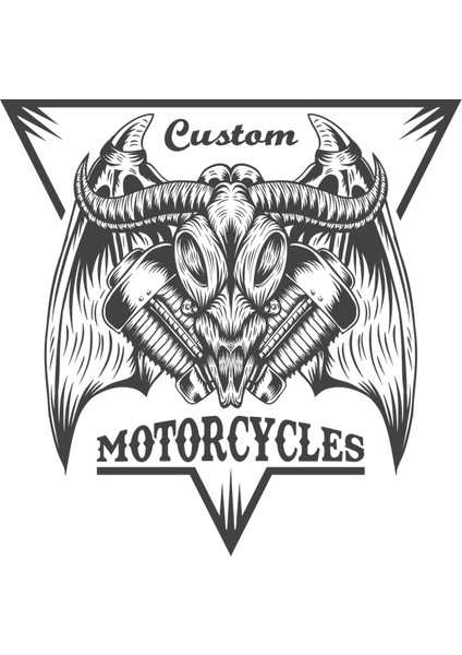 Custom Motorcycle Kanatlı Sticker 10X10 Cmrenkli Sticker