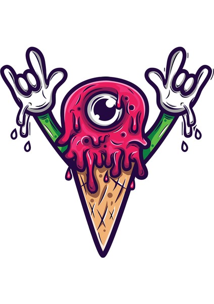 Dondurma Sticer 10X10 Cmrenkli Sticker