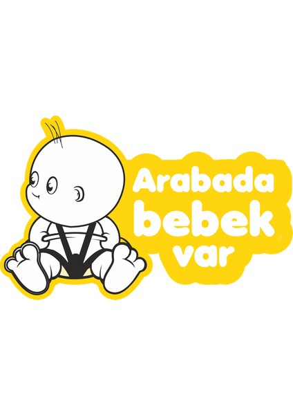 Arabada Bebek Var Sticker 10X10 Cmrenkli Sticker