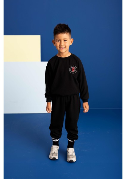 Erkek Çocuk B Nakışlı Alt Üst Pamuklu Takım (3-4 Yaş 8-9 Yaş)