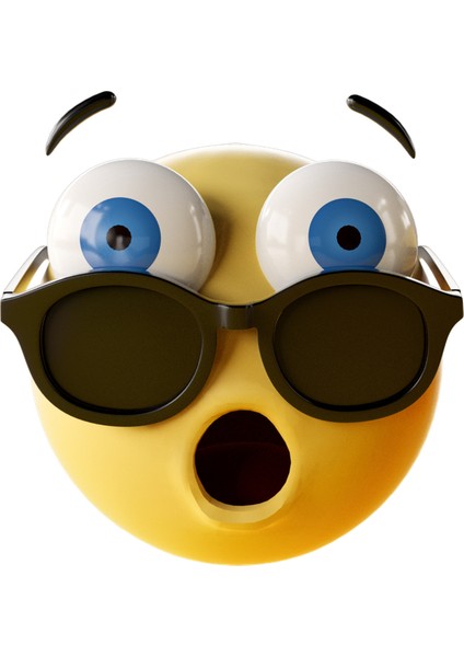 Emoji Gözlüklü Şaşıran Sticker 10X10 Cmrenkli Sticker