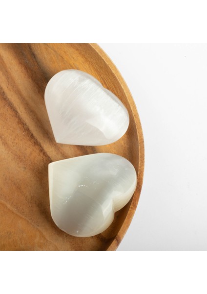 Selenit Taşı Kalp Şeklinde, Beyaz