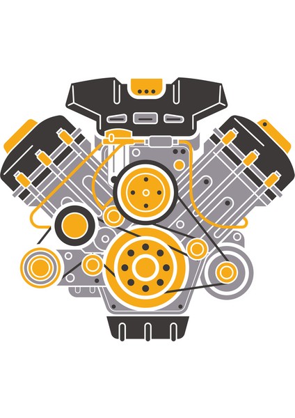 Araba Motoru 7 Sticker 10X10 Cmrenkli Sticker