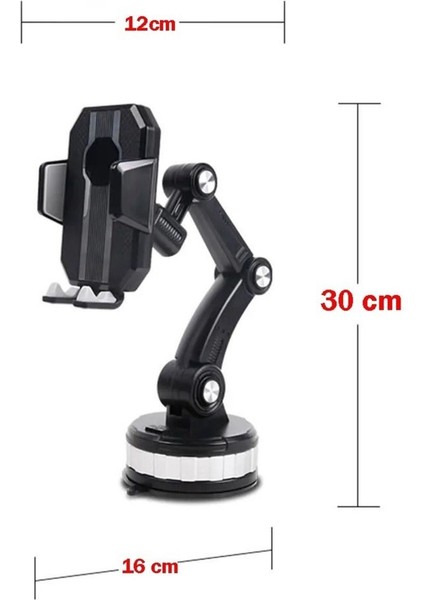 Kamyon Tır Otobüs Araç Içi Telefon Tutucu Torpido ve Cam Yapışkanlı Vantuzlu Ayarlanabilir 360 Dönen