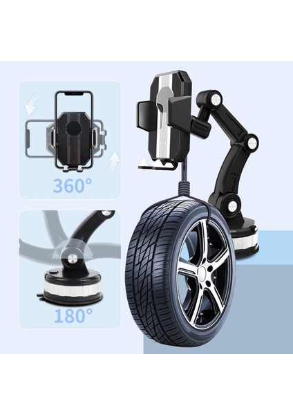Kamyon Tır Otobüs Araç Içi Telefon Tutucu Torpido ve Cam Yapışkanlı Vantuzlu Ayarlanabilir 360 Dönen