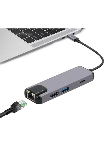 BYL-2017 Type C To Ethernet + USB + Hdmı + Kart Okuyucu Hub