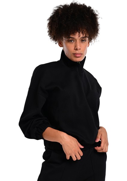 Burgos Kadın Siyah Günlük Stil Sweatshirt 24KK012-SYH