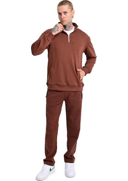 Badajoz Erkek Kahverengi Günlük Stil Sweatshirt 24KE016-KHVE