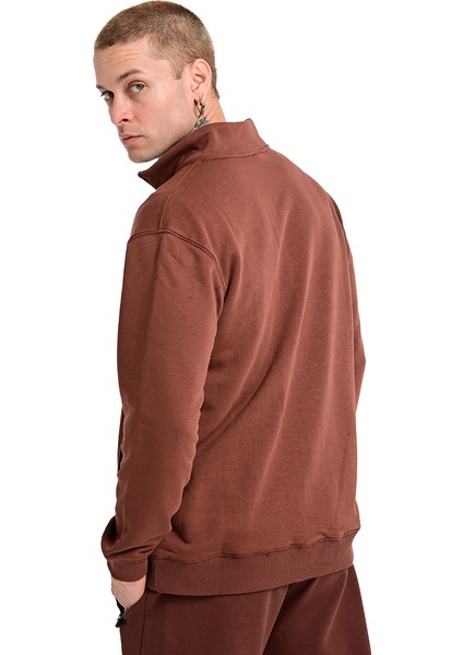Badajoz Erkek Kahverengi Günlük Stil Sweatshirt 24KE016-KHVE