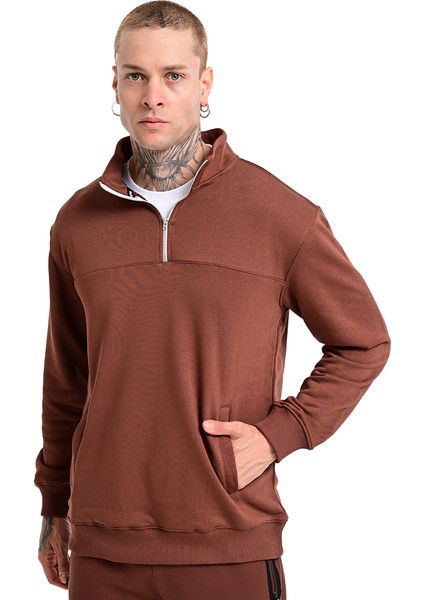 Badajoz Erkek Kahverengi Günlük Stil Sweatshirt 24KE016-KHVE