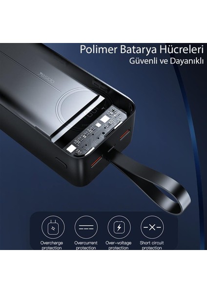 YP44 50.000 mAh Dijital Göstergeli USB 3.0 Hızlı Şarj Power Bank