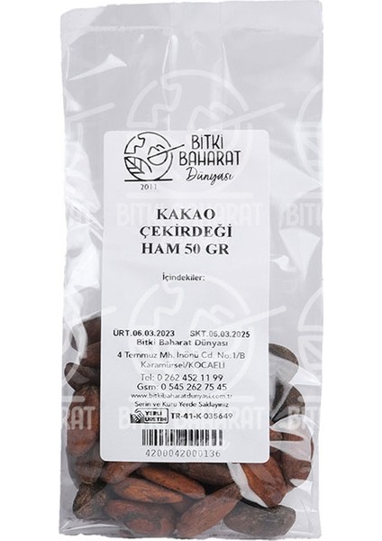 Kakao Çekirdeği Ham 50 gr