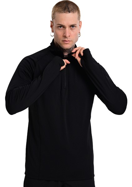 Cordoba Midlayer Erkek Siyah Koşu Sweatshirt 24KE001-SYH