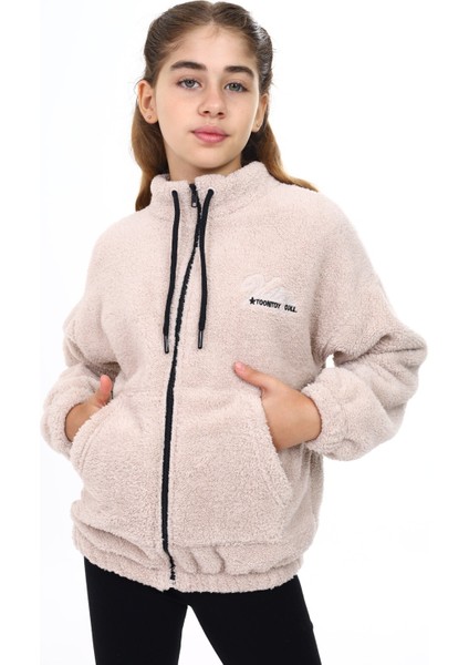 Kız Çocuk Nakışlı Peluş Hırka