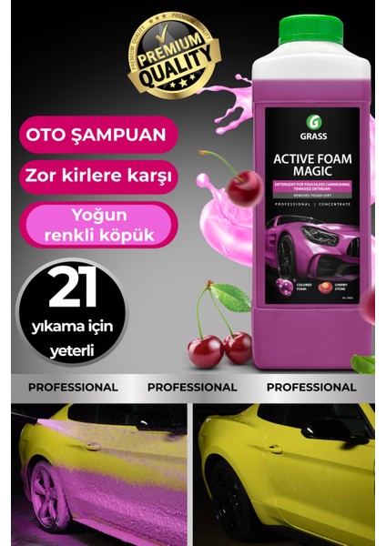 Köpük Fırçasız Oto Yıkama Active Foam Magic 1l & Hızlı Cila Boya Koruma Islak Fast Wax 1l 2'li