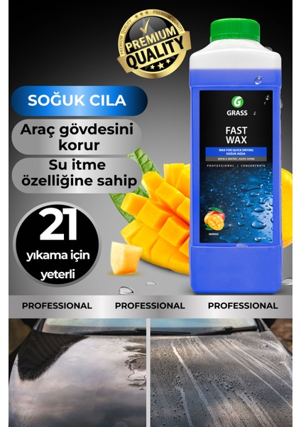 Köpük Fırçasız Oto Yıkama Active Foam Magic 1l & Hızlı Cila Boya Koruma Islak Fast Wax 1l 2'li