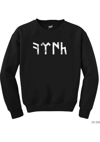 Göktürkçe Türk Siyah Sweatshirt