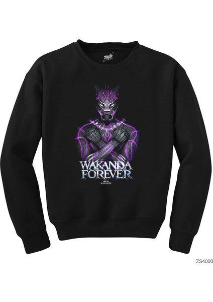 Black Panther Wakanda Forever Power Siyah Sweatshirt