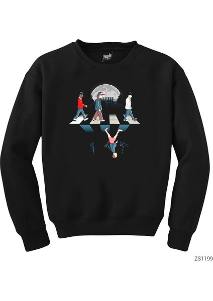 Stranger Things Team On Road Siyah Sweatshirt
