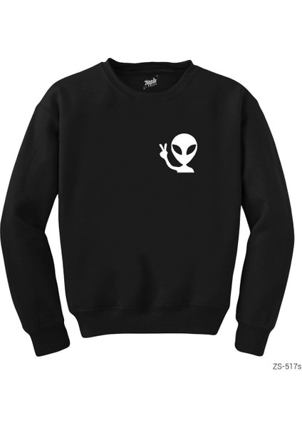Alien Funny Siyah Sweatshirt