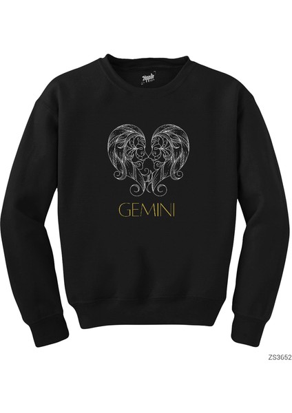 Ikizler Burç Retro Siyah Sweatshirt
