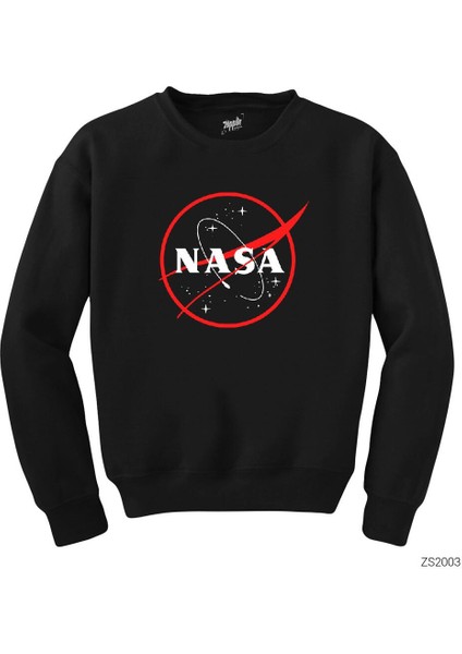 Nasa Red Logo Siyah Sweatshirt